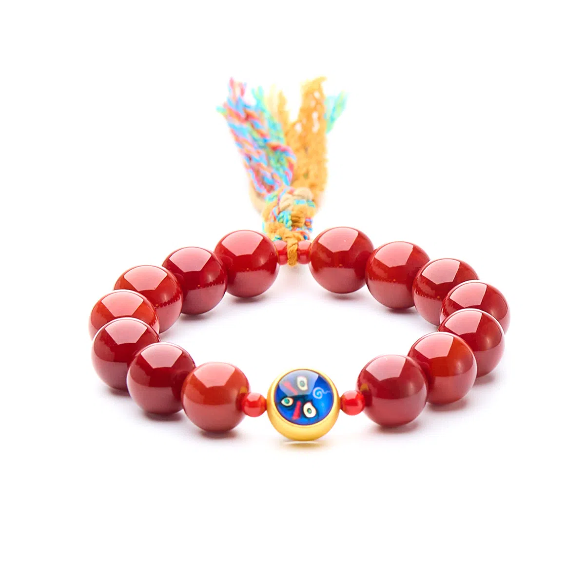 琳琯瑛 新中式国风气质轻奢小众设计吉祥五路财神眼彩绳 玛瑙 玉石手串 男女同款情侣款