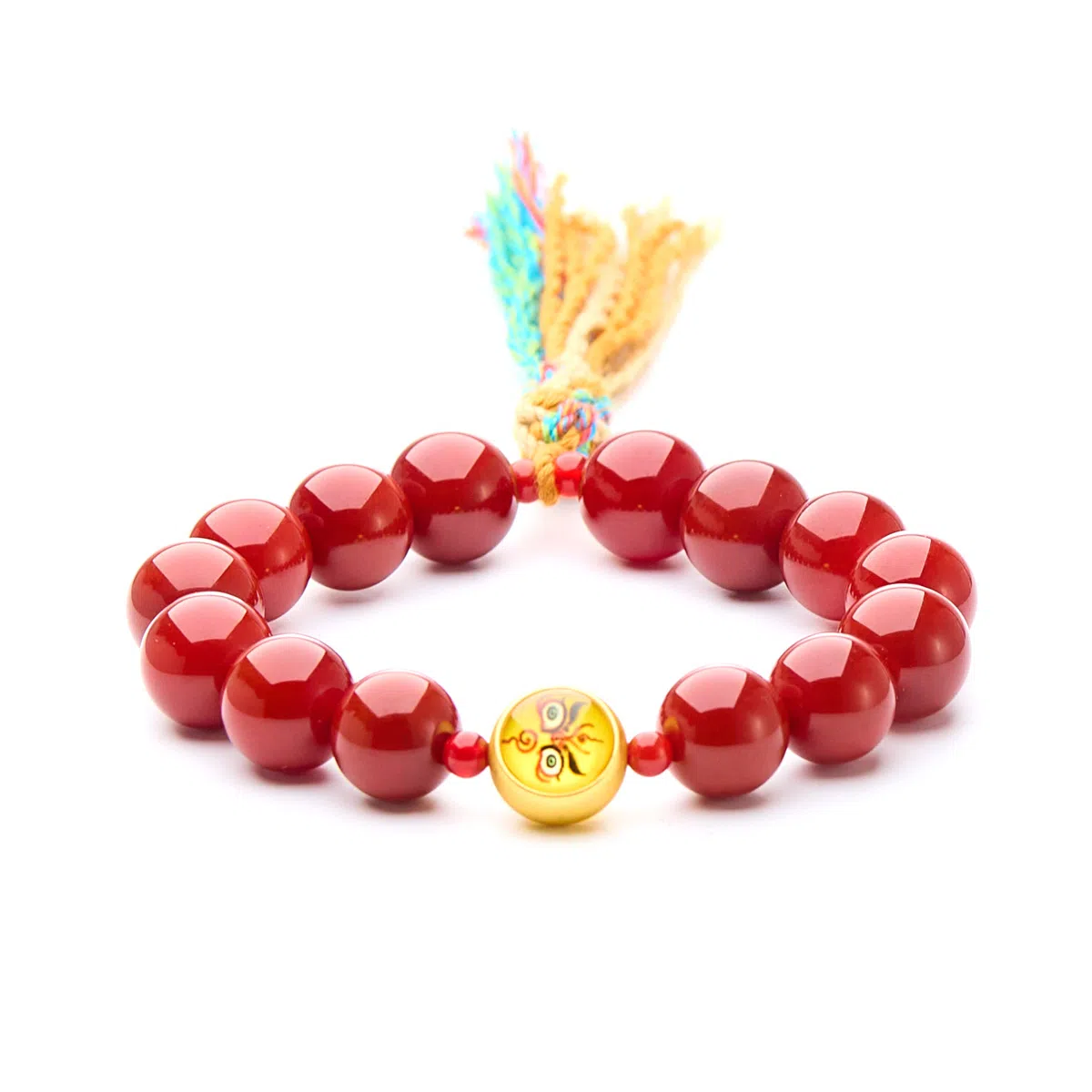 琳琯瑛 新中式国风气质轻奢小众设计吉祥五路财神眼彩绳 玛瑙 玉石手串 男女同款情侣款