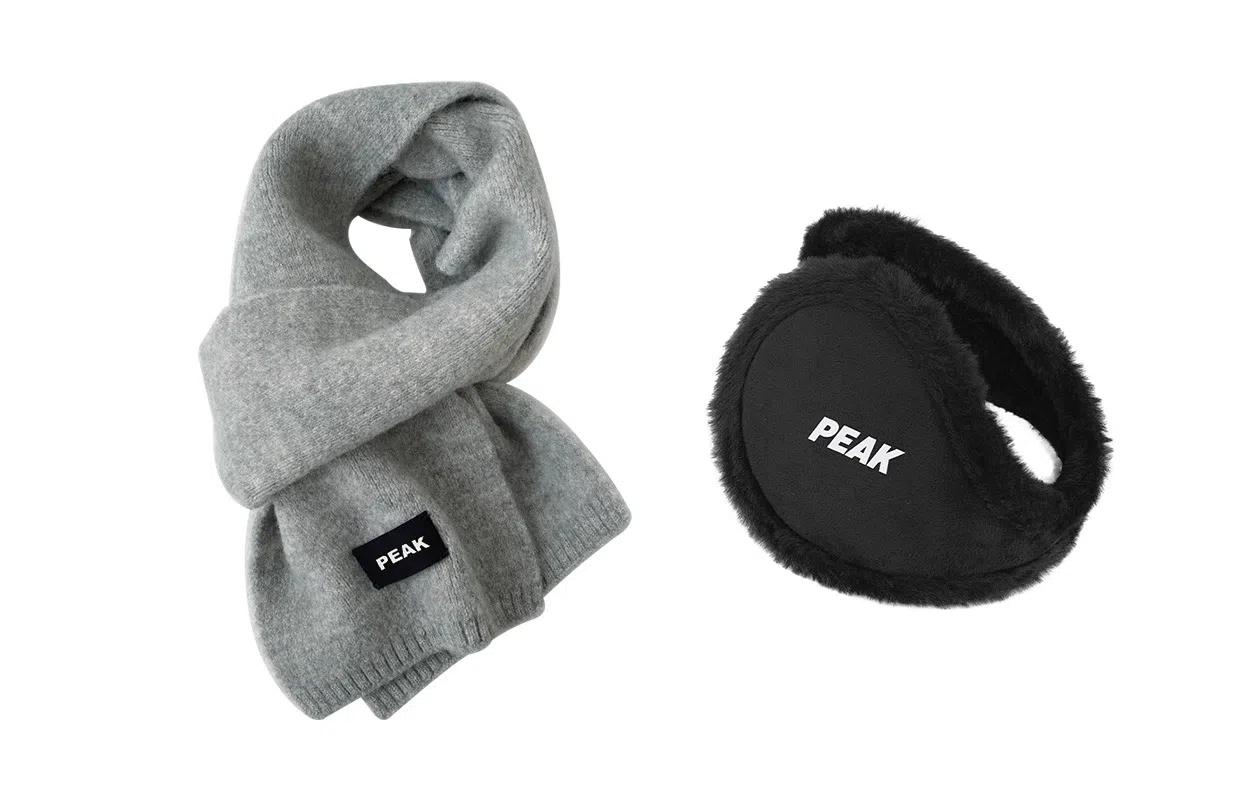 匹克 冬季保暖套装流苏千鸟格 绒线围巾 男女同款情侣款