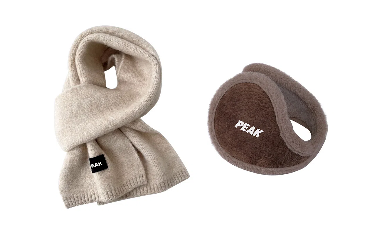 匹克 冬季保暖套装流苏千鸟格 绒线围巾 男女同款情侣款