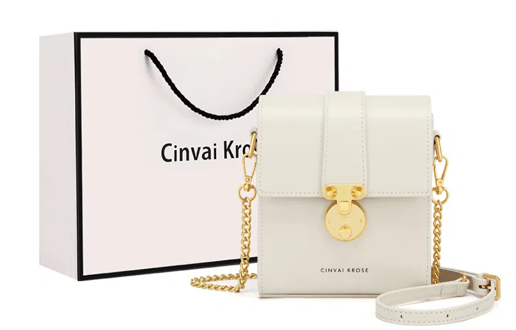 辛瓦伊·克洛斯 秋冬百搭通勤高级感轻便 牛皮 单肩包链条斜挎包手机包 常规 女款 黑色拼米白