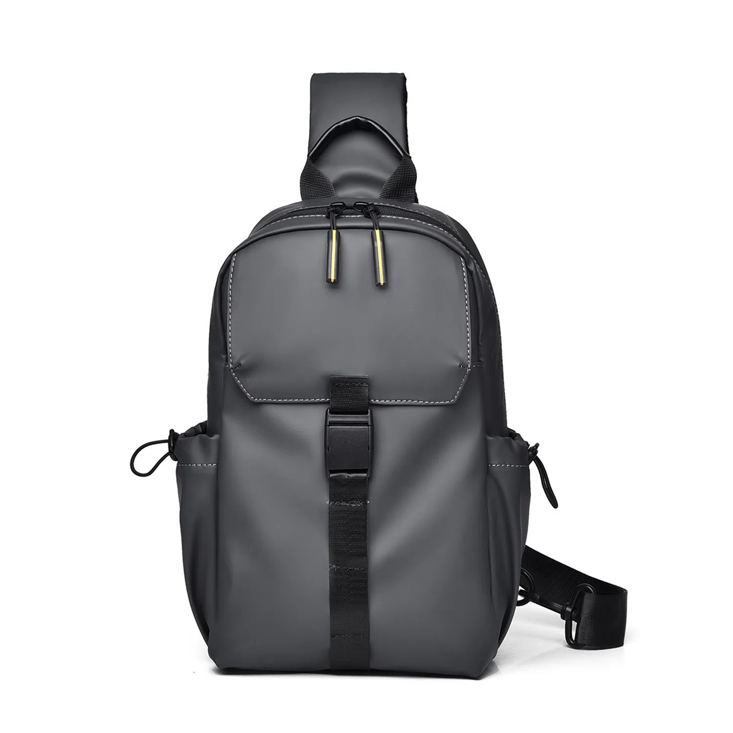 百搭休闲纯色机能风单肩包斜挎包 尼龙 胸包 常规 男女同款情侣款 黑色/灰色/蓝色