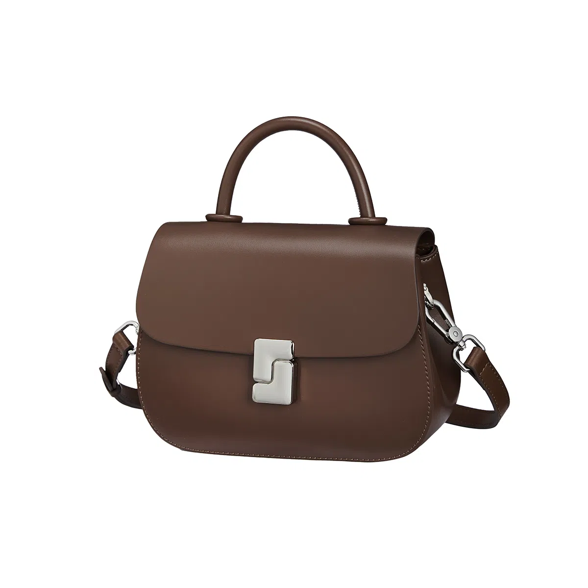 红蜻蜓 经典时尚斜挎包包秋冬百搭少女包 牛皮 高级感单肩包复古豆腐包腋下包轻便休闲通勤小方包 小号 女款 黑色/咖啡色