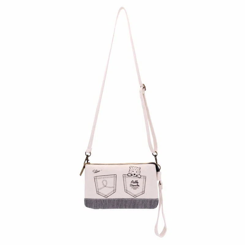 Hello Marche Canvas Crossbody Bag White