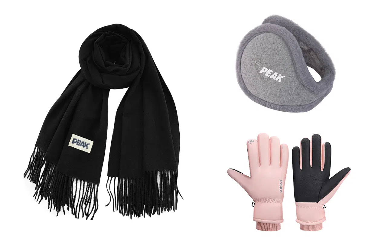 匹克 冬季保暖套装流苏披肩两用 绒线围巾 男女同款情侣款