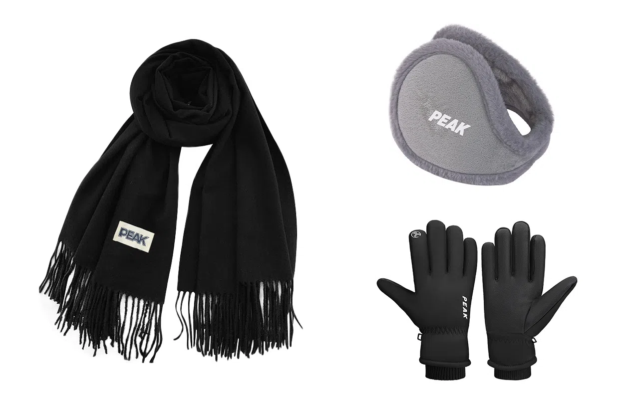 匹克 冬季保暖套装流苏披肩两用 绒线围巾 男女同款情侣款