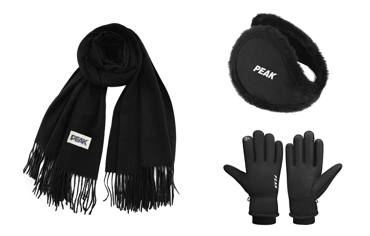 匹克 冬季保暖套装流苏披肩两用 绒线围巾 男女同款情侣款