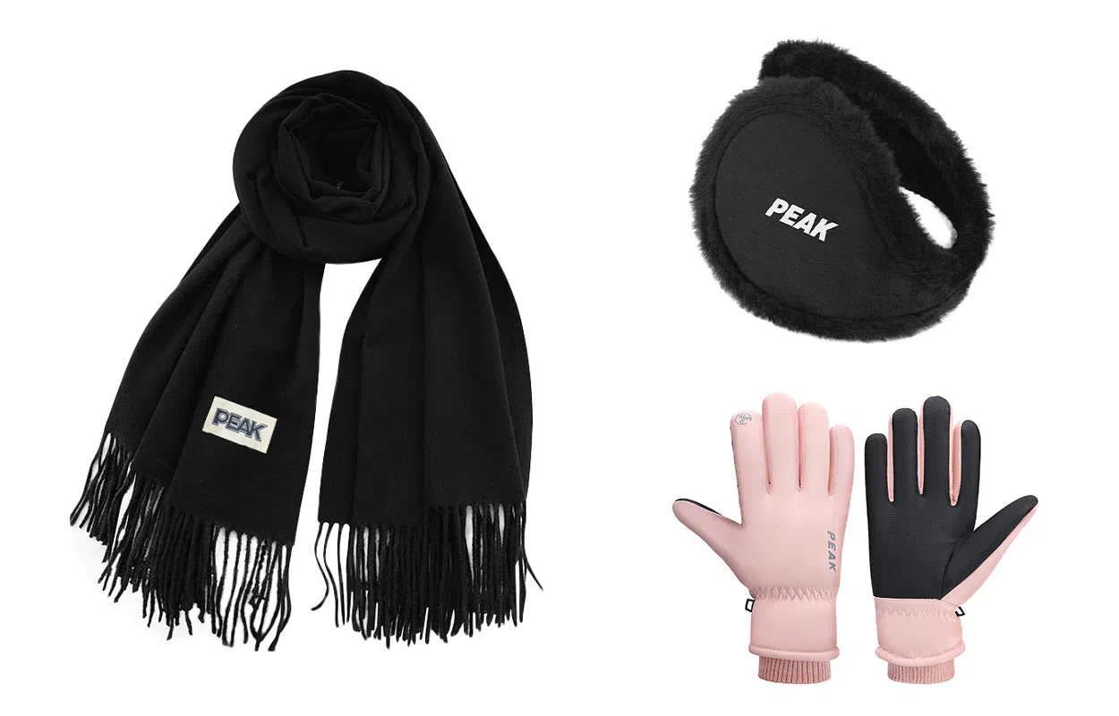 匹克 冬季保暖套装流苏披肩两用 绒线围巾 男女同款情侣款