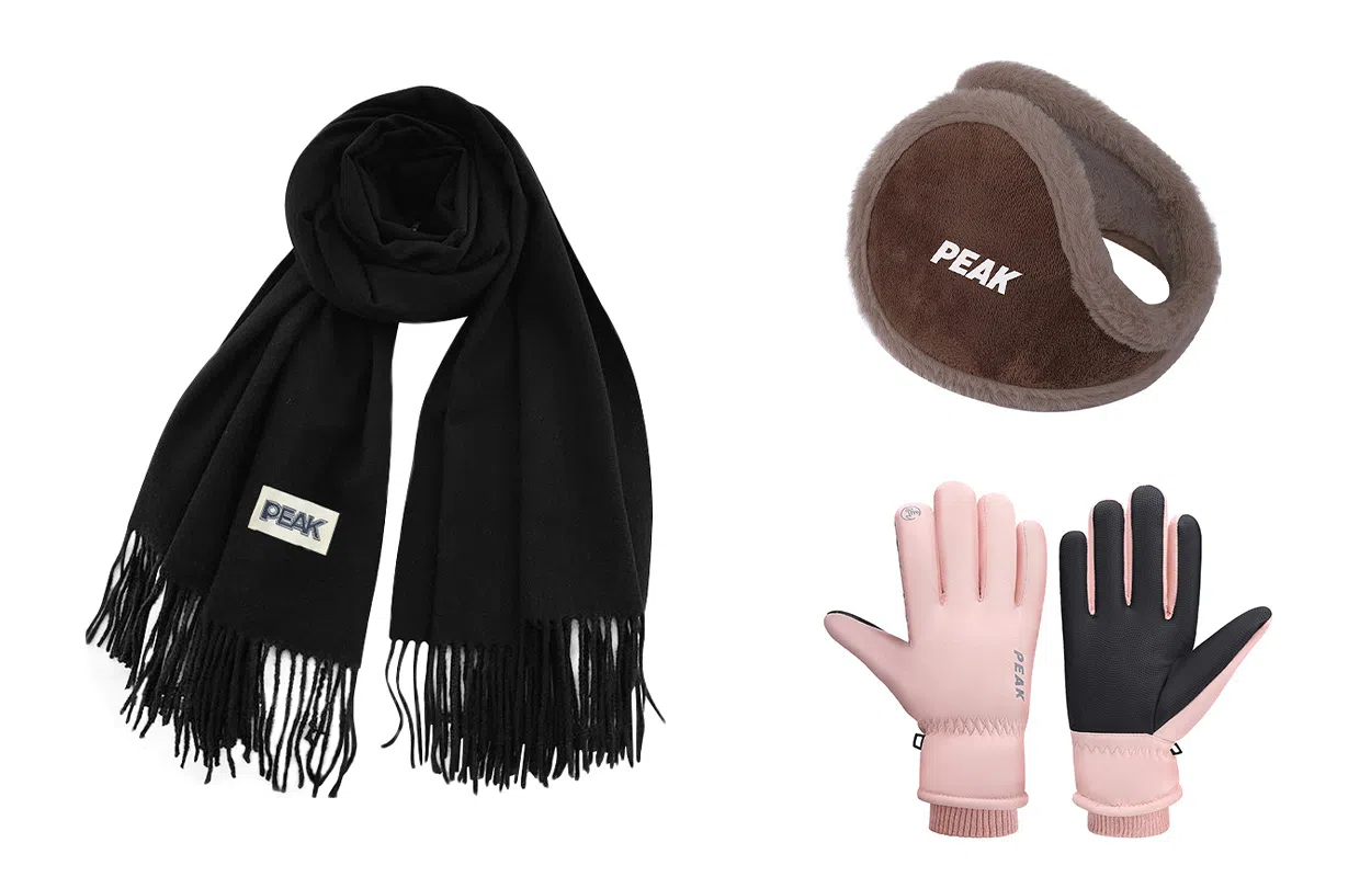 匹克 冬季保暖套装流苏披肩两用 绒线围巾 男女同款情侣款