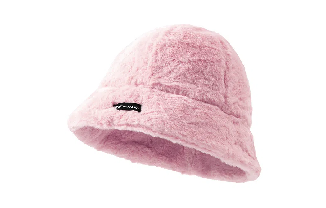 白卷 纯色羊羔绒 保暖可爱 渔夫帽 男女同款情侣款