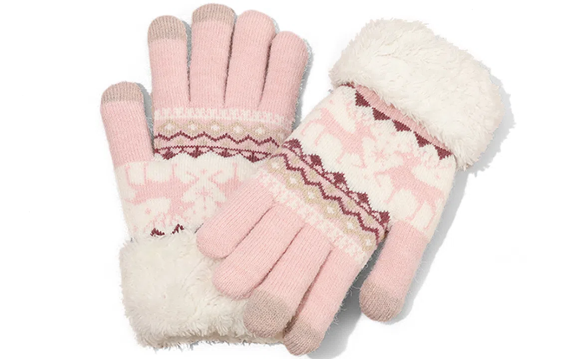 优幽兰 加绒加厚保暖骑行防风防寒可触屏针织户外运动设计感麋鹿分指 聚酯纤维 男女同款情侣款