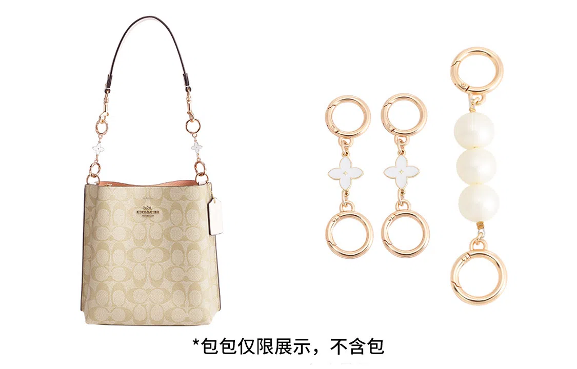 奢护匠心坊 适用蔻驰水桶包四叶草延长链 金属合金 包包肩带改造加长链条配件包带 女款 白色/直金色