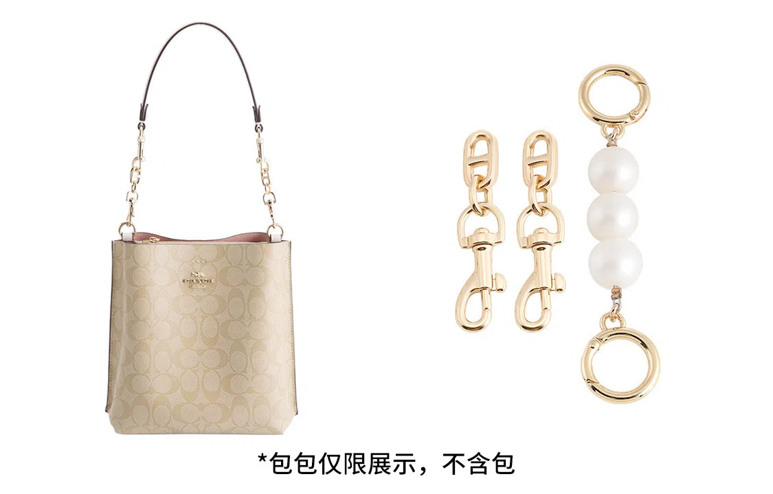 奢护匠心坊 适用蔻驰水桶包四叶草延长链 金属合金 包包肩带改造加长链条配件包带 女款 白色/直金色