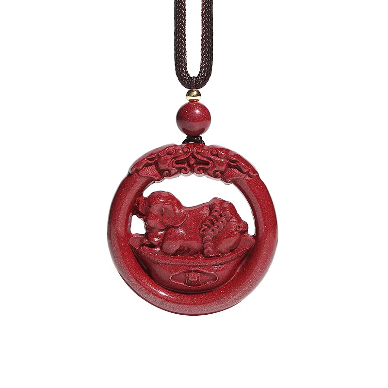 宝致 十二生肖镂空 小众设计感 再造辰砂朱砂 玉石吊坠 男女同款情侣款