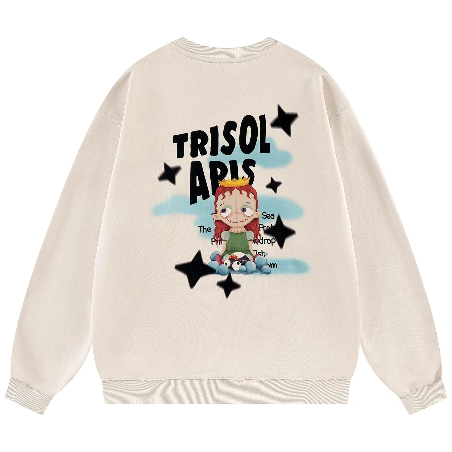 三体 云天明三个童话系列 休闲基础配色日常宽松圆领落肩卫衣 男女同款