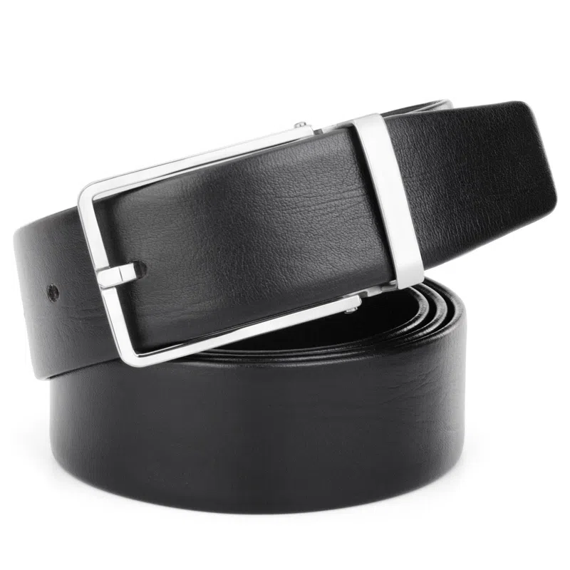 牛当家 不锈钢针扣真皮摔纹头层牛皮青年商务 皮带 男款