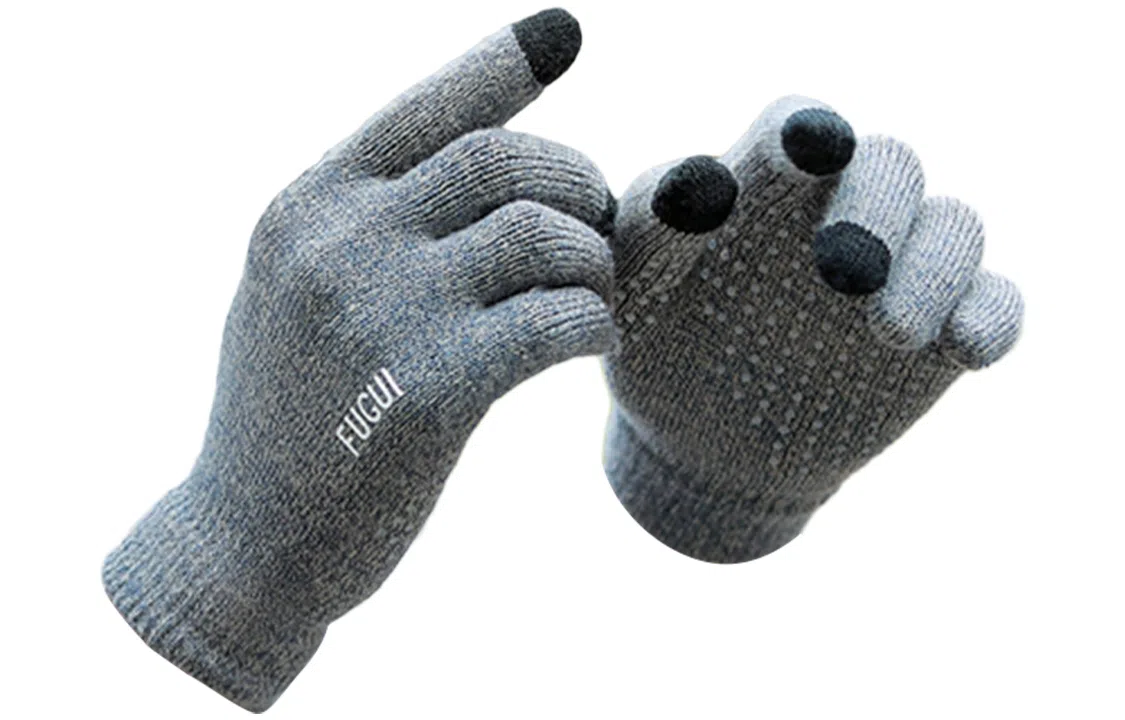 优幽兰 冬季摩托车防滑耐磨百搭潮流 绒线手套 男款