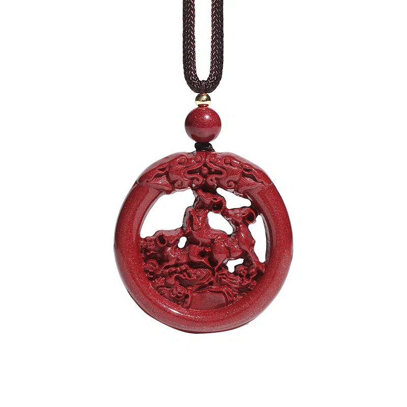 宝致 十二生肖镂空 小众设计感 再造辰砂朱砂 玉石吊坠 男女同款情侣款