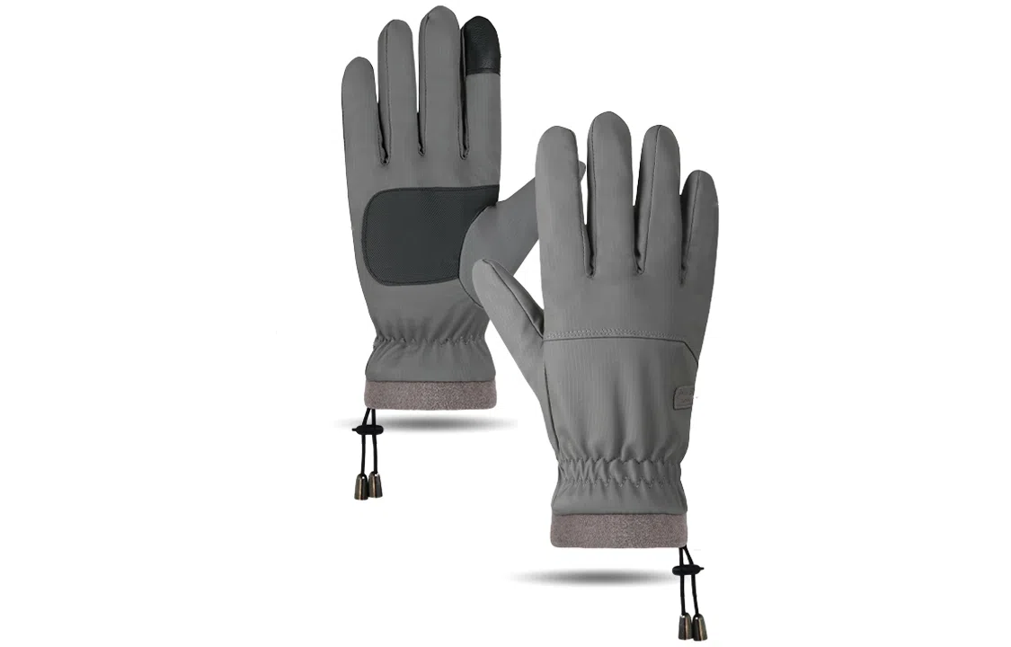 优幽兰 摩托车东北加绒加厚分指 潮流抽绳滑雪 防风防寒骑车实用通勤休闲保暖钓鱼五指护手 手套 男款