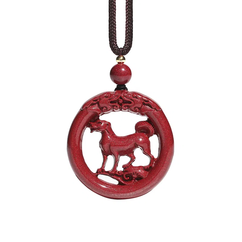宝致 十二生肖镂空 小众设计感 再造辰砂朱砂 玉石吊坠 男女同款情侣款