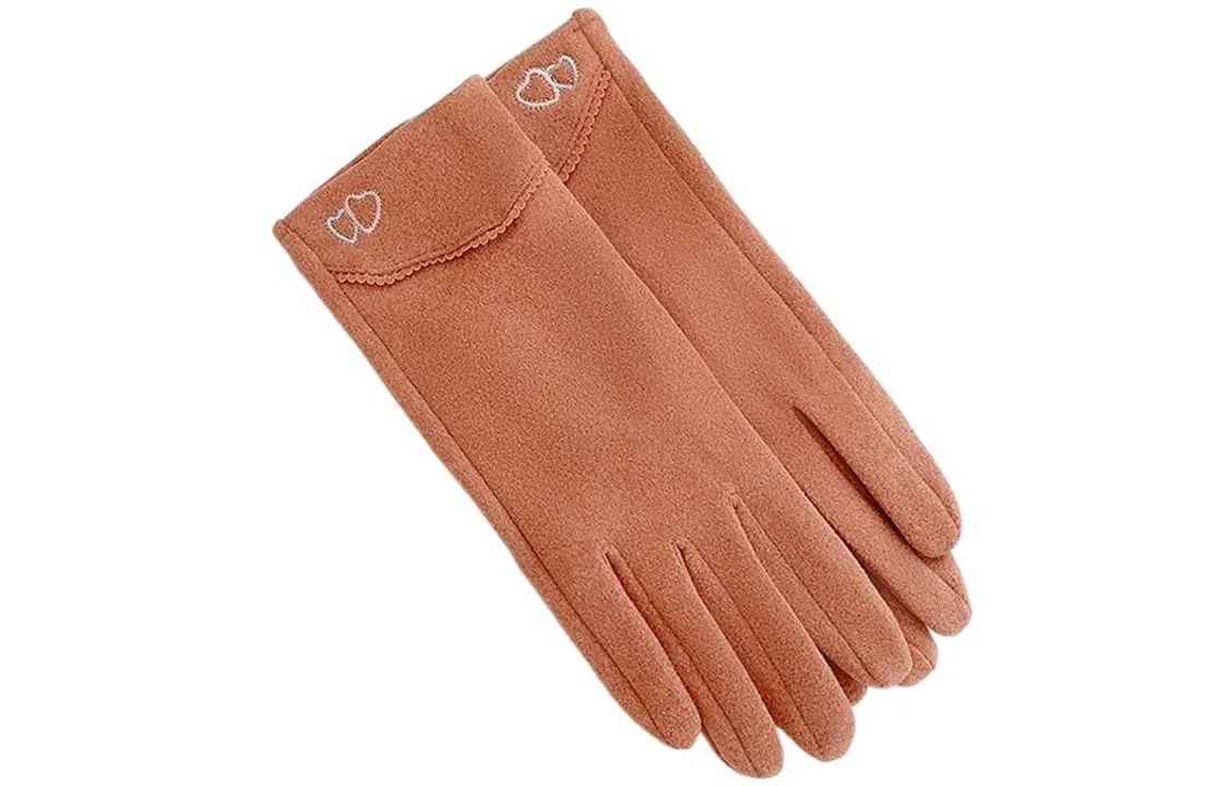 优幽兰 电动车分指防滑耐磨防风防寒加绒加厚爱心五指骑车实用小众设计感保暖通勤旅游护手 绒线手套 女款