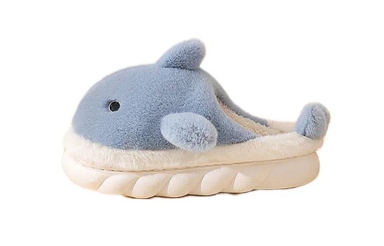 姝娈 涤纶 厚底踩屎感 包头拖鞋 女款 蓝色