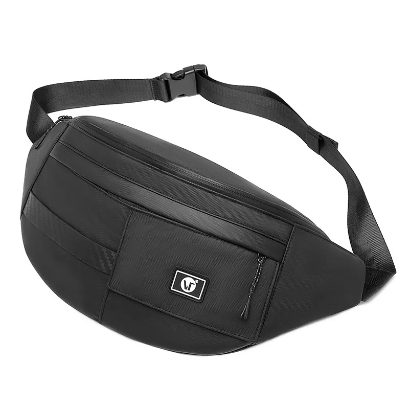 维多利亚旅行者 潮流日系机能风休闲运动骑行皮膜斜挎包胸包单肩包挎包 男女同款情侣款 黑色