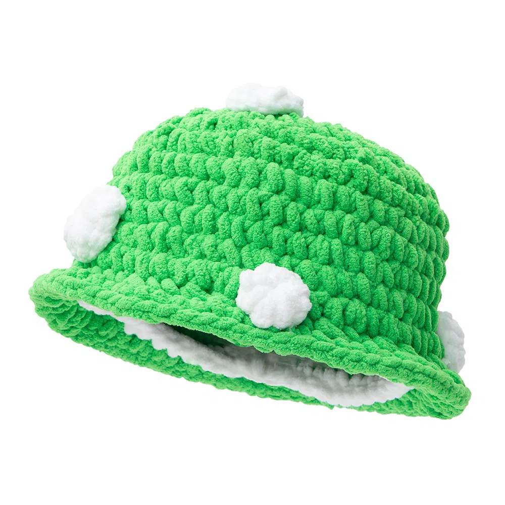 白卷 秋冬保暖防寒卡通蘑菇粗线 腈纶 针织绒线帽 男女同款情侣款