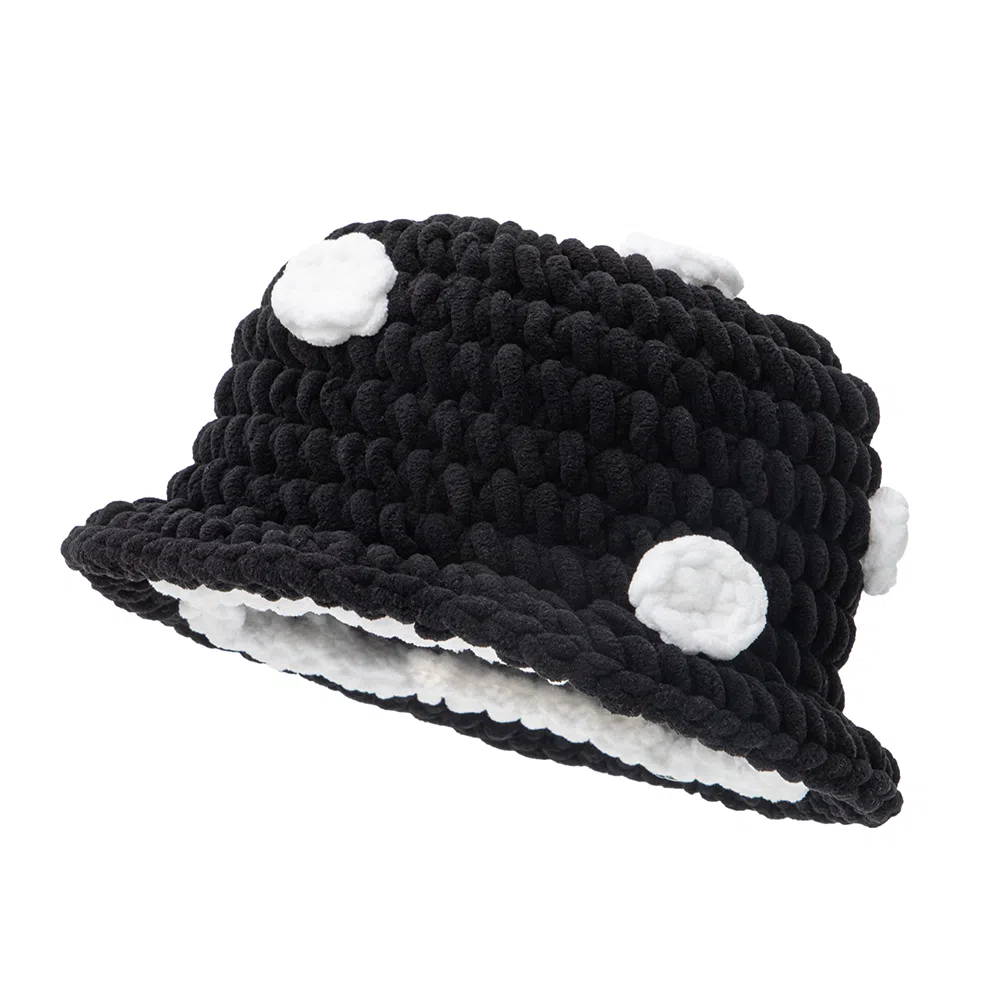 白卷 秋冬保暖防寒卡通蘑菇粗线 腈纶 针织绒线帽 男女同款情侣款