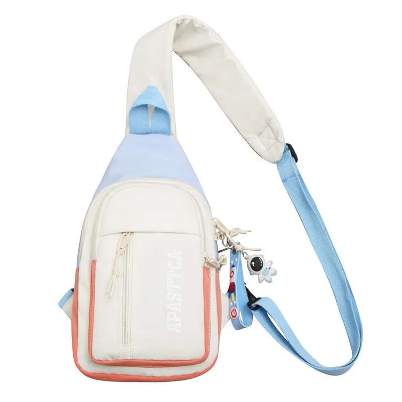 德力熊 休闲百搭韩版撞色简约时尚 尼龙 胸包 常规 男女同款情侣款 克莱因蓝/桔/浅灰/黑