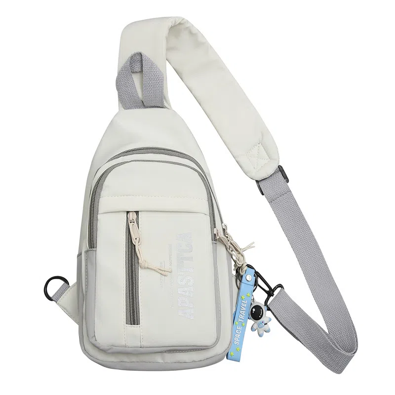 德力熊 休闲百搭韩版撞色简约时尚 尼龙 胸包 常规 男女同款情侣款 克莱因蓝/桔/浅灰/黑