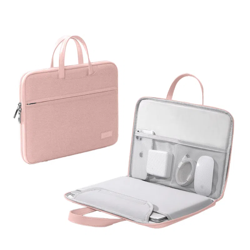 泰克森 纯色休闲拉链开合设计 牛津布 电脑包 大号 男女同款情侣款 卡其色/粉色/灰色/黑色