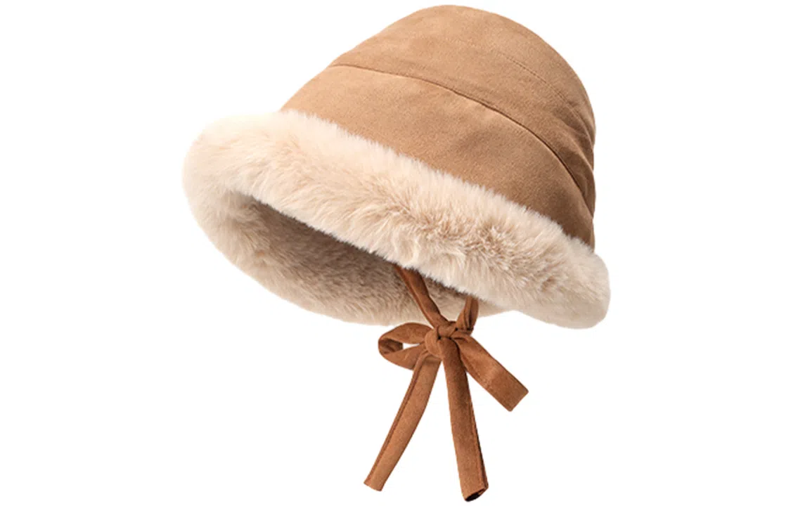 优幽兰 东北加绒加厚高级感小众毛绒帽百搭时尚包头帽韩版显脸小冷帽大头围设计感毛边防风防寒保暖 聚酯纤维 渔夫帽 女款