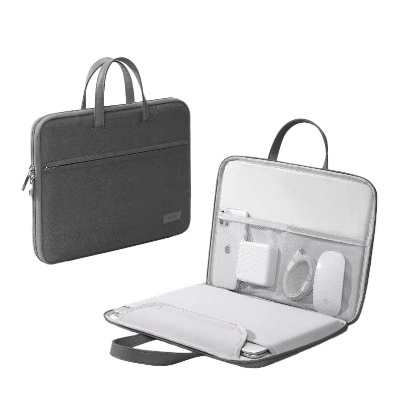 泰克森 纯色休闲拉链开合设计 牛津布 电脑包 大号 男女同款情侣款 卡其色/粉色/灰色/黑色