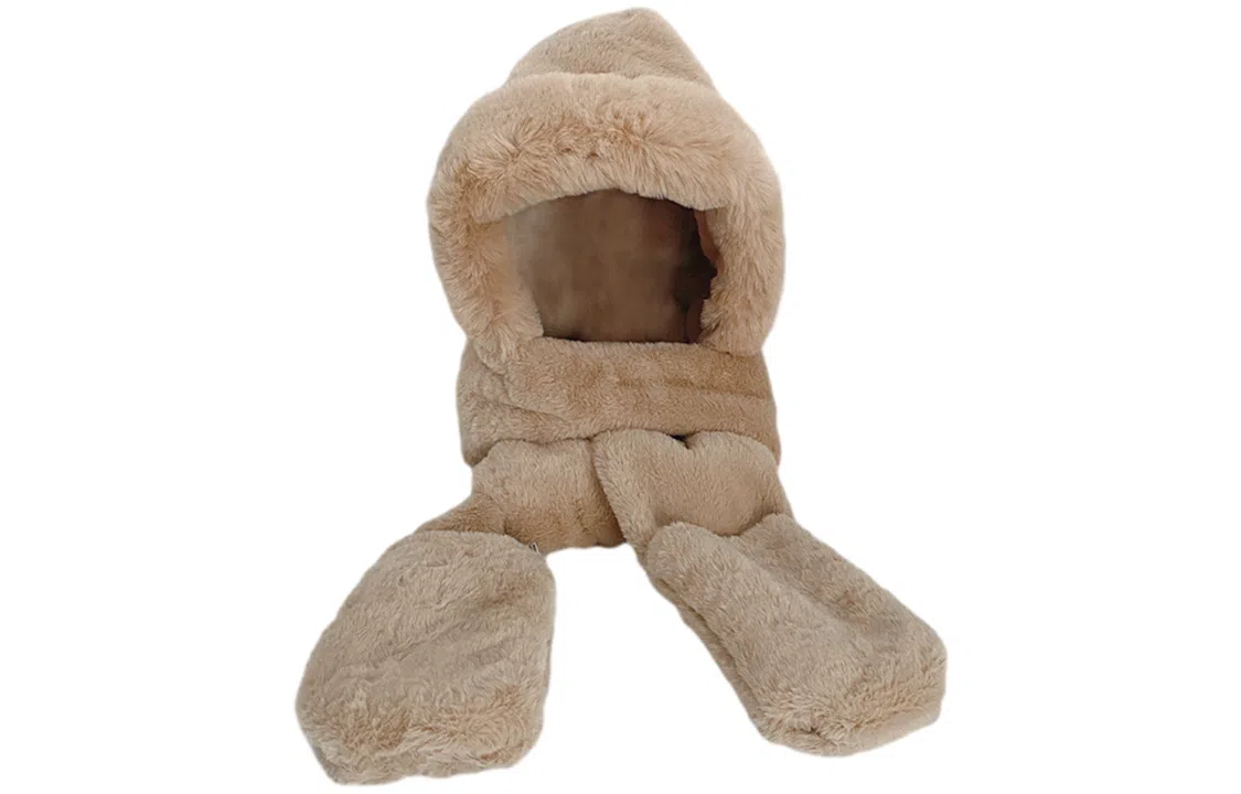 优幽兰 高级感小众毛绒帽百搭时尚一体式帽子韩版显脸小冷帽大头围设计感毛边防风防寒保暖 腈纶 斗篷帽 女款