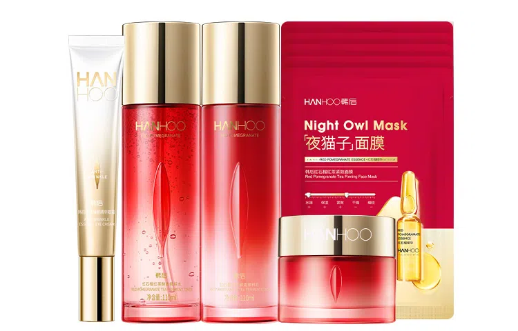 韩后 红石榴红茶酵素精粹套装护肤套装 保湿抗氧化淡纹紧致 洁面爽肤水乳液面霜精华