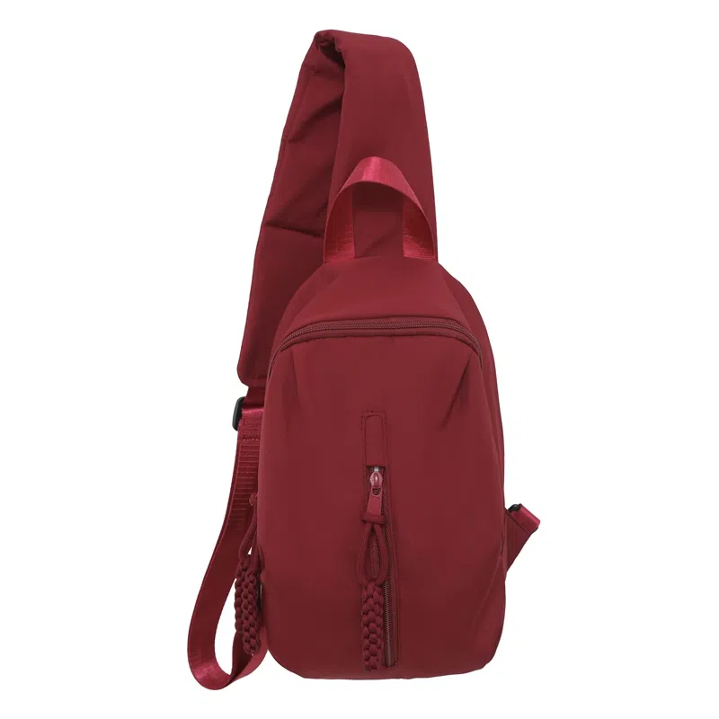 德力熊 耐磨编绳简约休闲运动 尼龙 斜挎包胸包 常规 男女同款情侣款 白色/红色/黑色