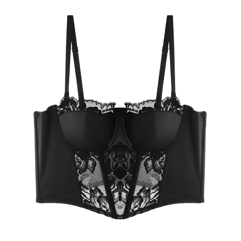 内在密码 半杯内衣女二分之一法式性感浪漫鱼骨蕾丝胸衣小胸聚拢塑型显瘦内搭小吊带