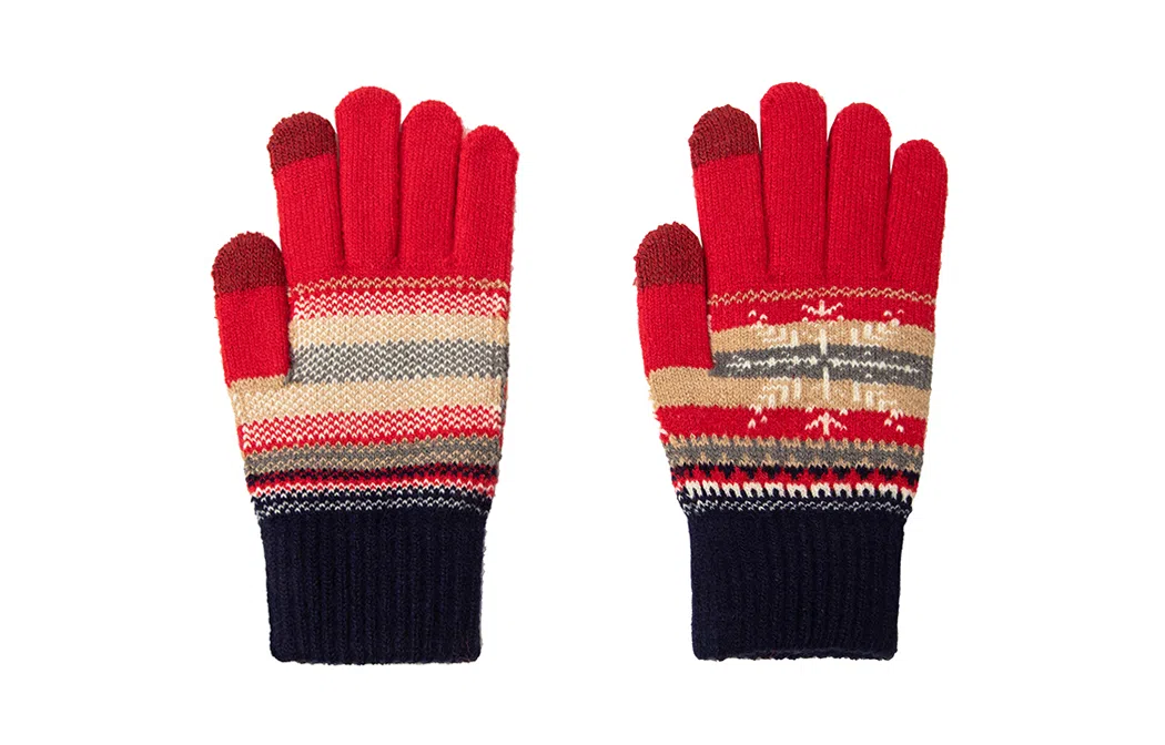 白卷 百搭保暖冬季针织雪花触屏骑车 手套 男女同款情侣款