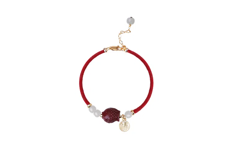 凤凰涅磐 上岸红绳 本命年编织红手绳 手饰 再造辰砂朱砂 玉石手链 女款 礼 物 礼盒