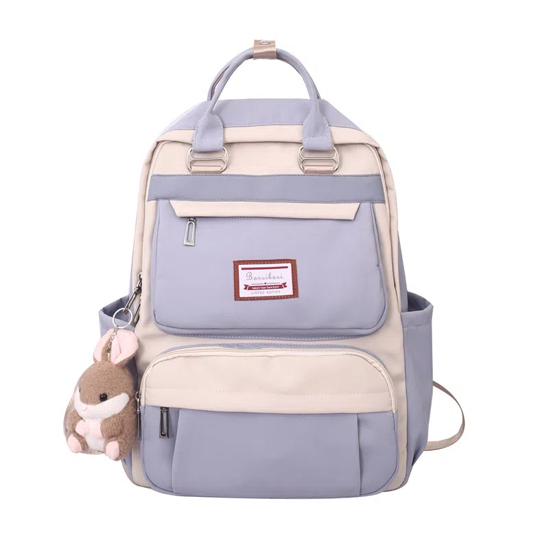 醇龙 初中少女卡通韩版高中学生三到五六年级小学生 尼龙 背包双肩包 常规 女款 绿色/蓝色/紫色/粉色/黑色