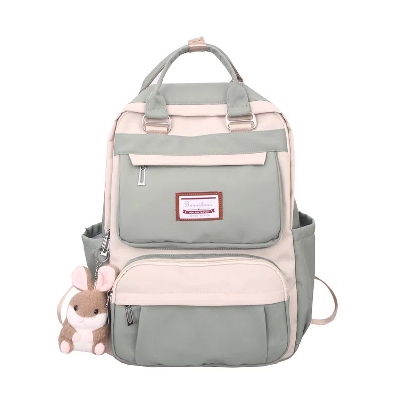 醇龙 初中少女卡通韩版高中学生三到五六年级小学生 尼龙 背包双肩包 常规 女款 绿色/蓝色/紫色/粉色/黑色