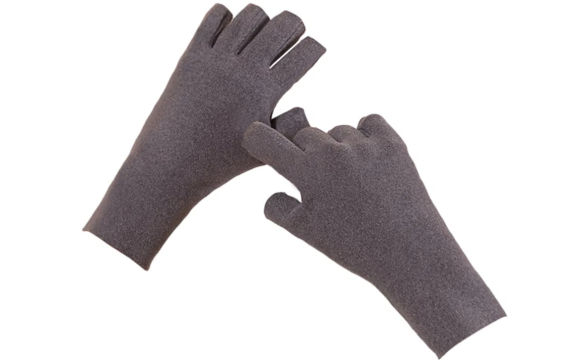 优幽兰 半指 半截漏指可触屏 加绒保暖 通勤开车办公 写字实用款 绒线手套 女款