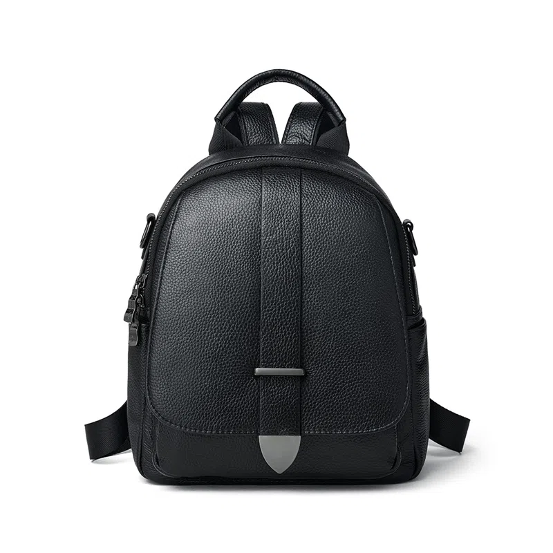 红蜻蜓 休闲大容量 牛皮 书包背包双肩包 中号 女款 黑色