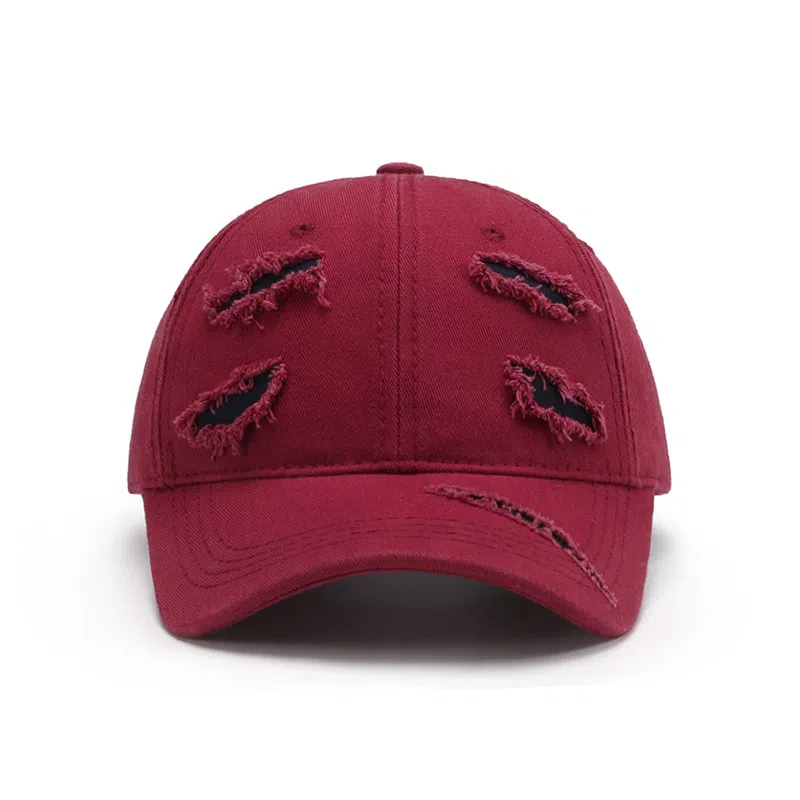 白卷 街头软顶户外休闲时尚嘻哈光板破洞 棉 棒球帽  男女同款情侣款