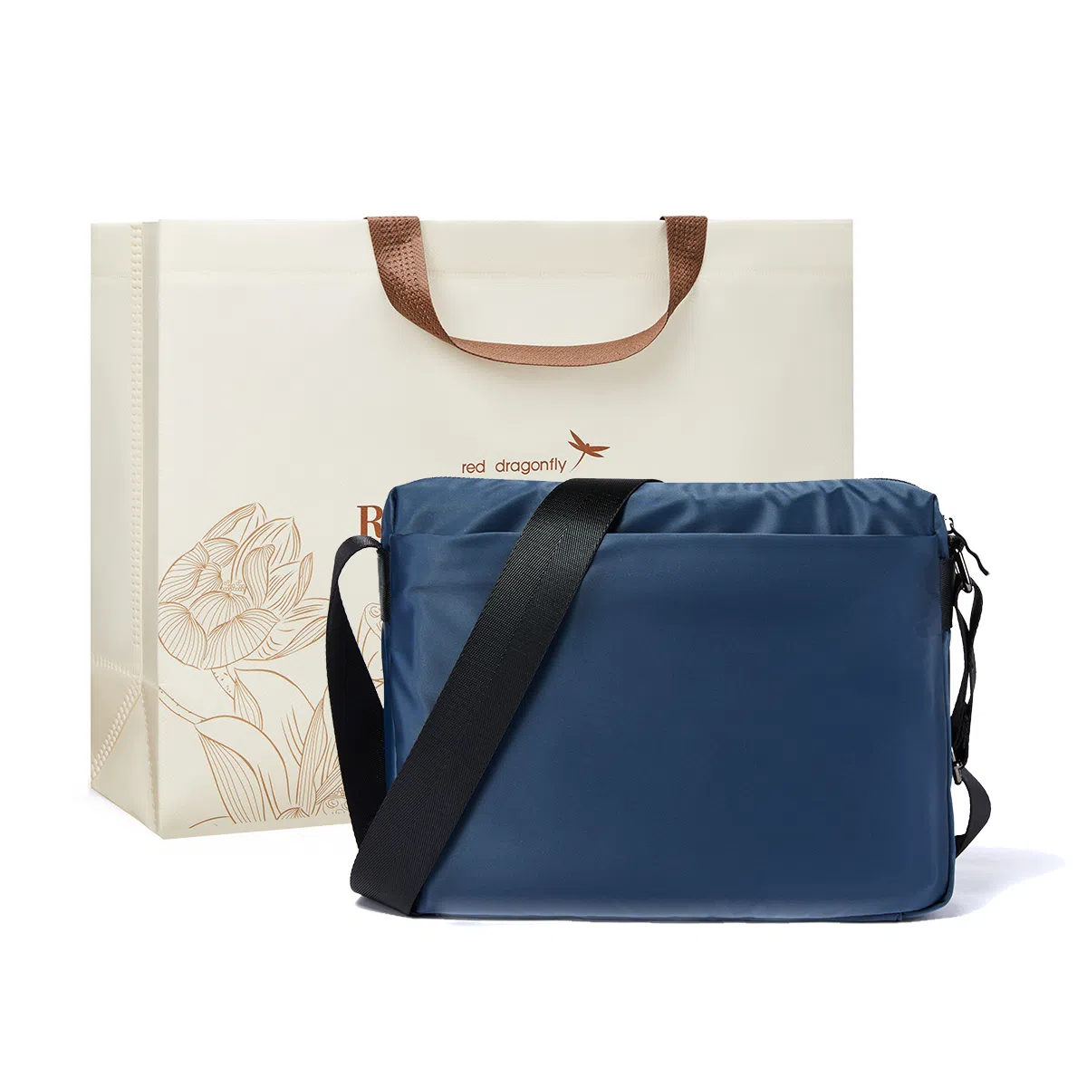 红蜻蜓 时尚休闲拉链开合 织物 斜挎包单肩包 常规 男款 蓝色