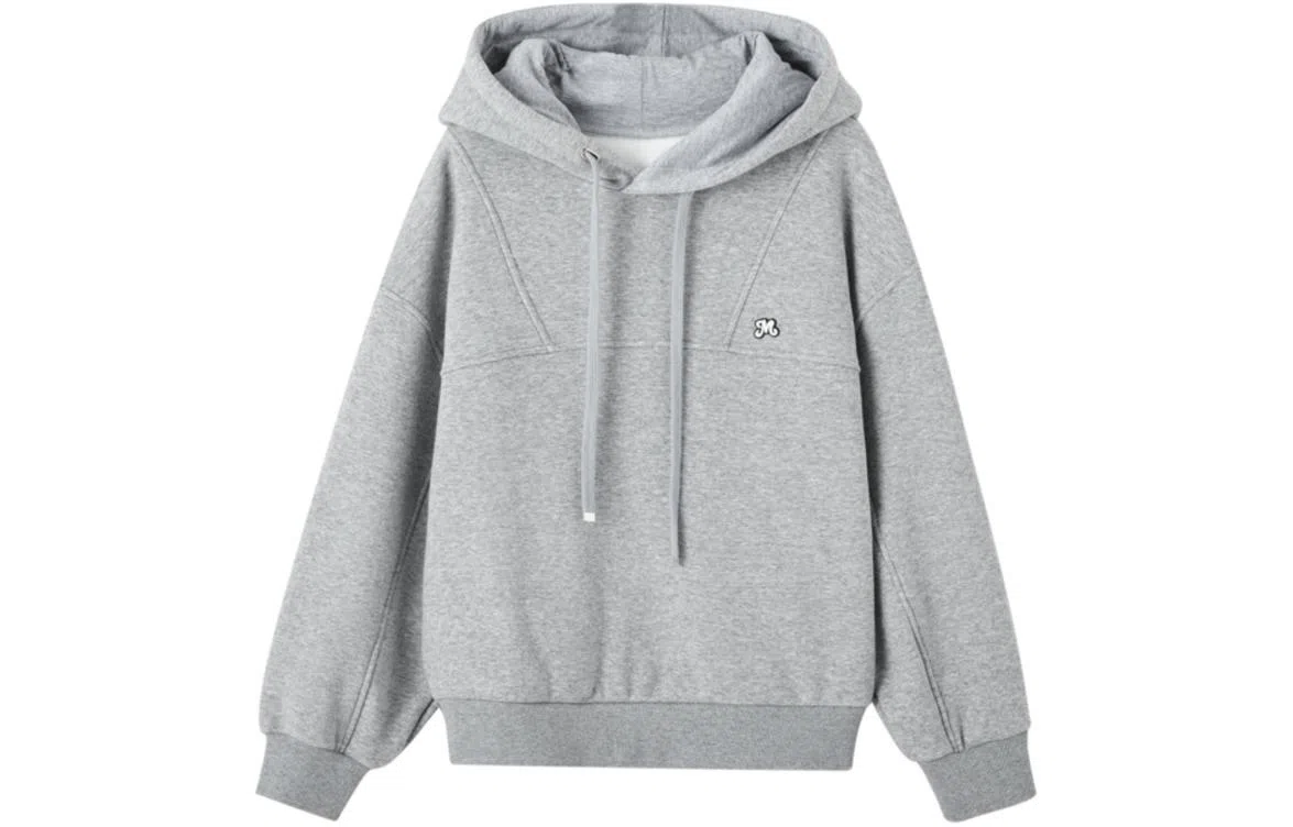 【dme】 字母印花连帽抽绳套头宽松长袖卫衣 女款 麻灰