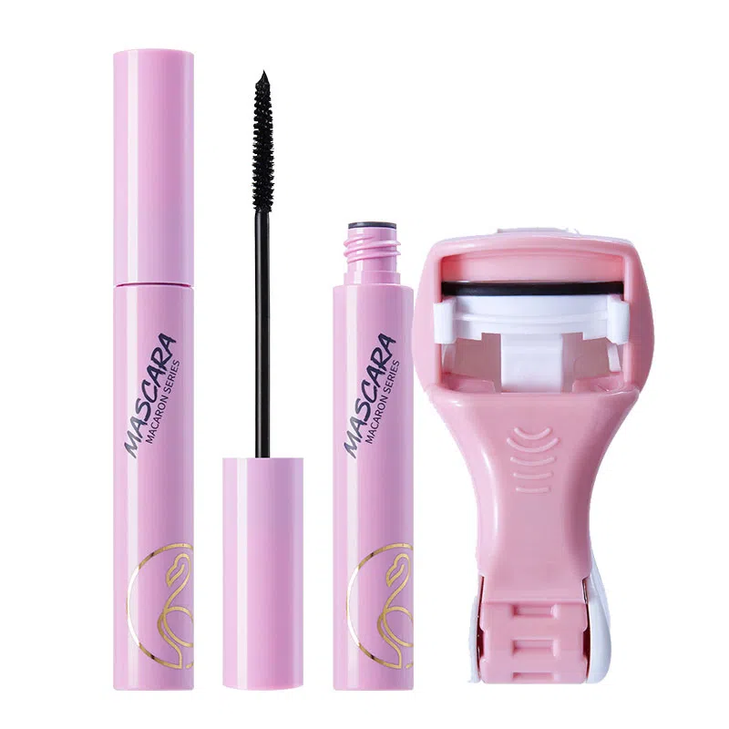 火烈鸟 马卡龙睫毛膏睫毛夹套装 纤长卷翘浓密纤细