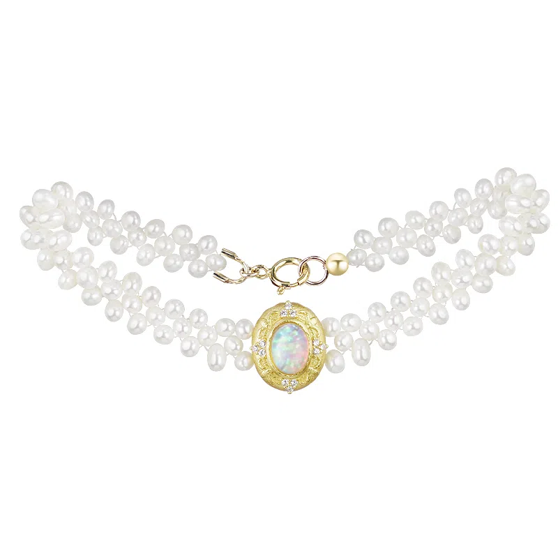 清野集 油画星空手工编织轻奢小众设计法式复古高级感 欧泊淡水珍珠 手链 女款 礼盒装