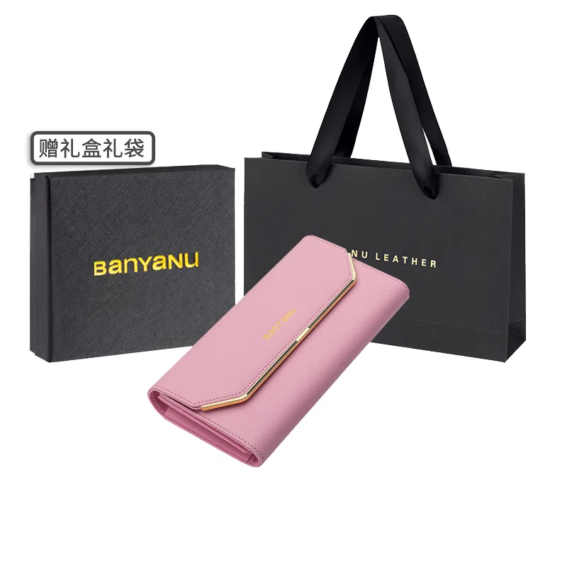 班亚奴 实用防盗刷时尚 多功能 牛皮 卡包钱包 女款 黑色/红色/粉色/玫红色/紫色/蓝色/金色/酒红色